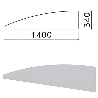 Экран-перегородка "Монолит", 1400х16х340 мм, БЕЗ ФУРНИТУРЫ (код 640237), серый, ЭМ21.11, 640167