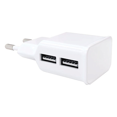 Зарядное устройство сетевое (220 В) RED LINE NT-2A, 2 порта USB, выходной ток 2,1 А, белое, УТ000009405, 453423