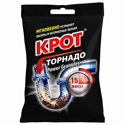 Средство для прочистки канализационных труб в гранулах 90 г, КРОТ "Торнадо", 4000014, 701100