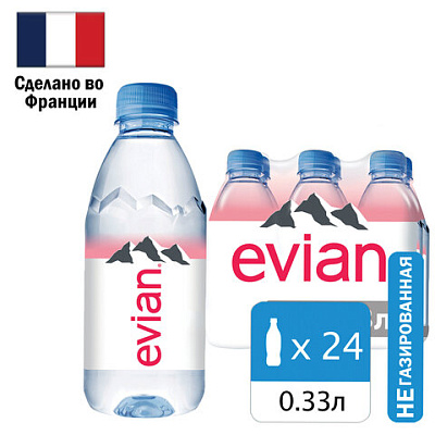 Вода негазированная минеральная EVIAN 0,33 л, 13860, 620653