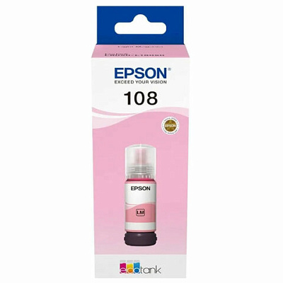 Чернила EPSON 108 (C13T09C64A) для СНПЧ EPSON L8050 /L8100 /L18050, светло-пурпурные, ОРИГИНАЛЬНЫЕ, 364536