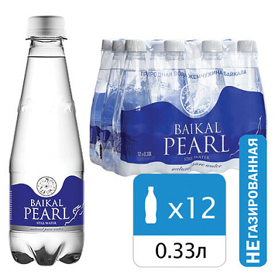 Вода негазированная минеральная BAIKAL PEARL 0,33 л, 4670010850559, 622415