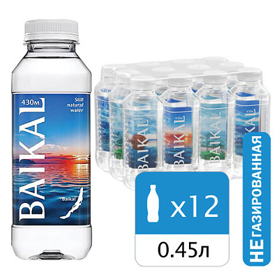 Вода негазированная питьевая BAIKAL 430, 0,45 л, 4670010850450, 622413