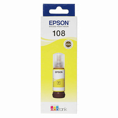 Чернила EPSON 108 (C13T09C44A) для СНПЧ EPSON L8050 /L8100 /L18050, желтые, ОРИГИНАЛЬНЫЕ, 364534