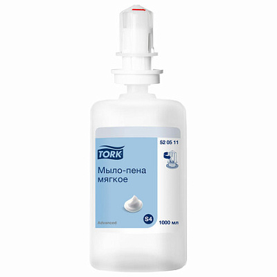 Картридж с жидким мылом-пеной одноразовый TORK (Система S4) Advanced, мягкое, 1 л, 520511, 608894