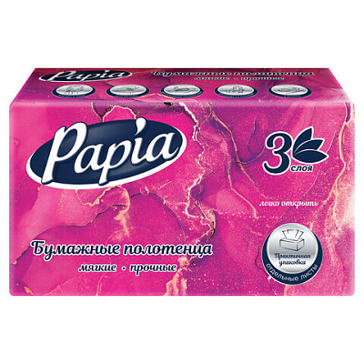Полотенца бумажные (1 пачка – 100 листов) PAPIA (H3) UNIT PACK, 3-слойные, 23х20,5 см, V-сложение, 5090823, 117705