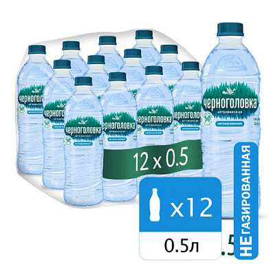 Вода негазированная питьевая ЧЕРНОГОЛОВКА, 0,5 л, 623064