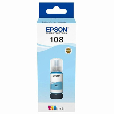 Чернила EPSON 108 (C13T09C54A) для СНПЧ EPSON L8050 /L8100 /L18050, светло-голубые, ОРИГИНАЛЬНЫЕ, 364535