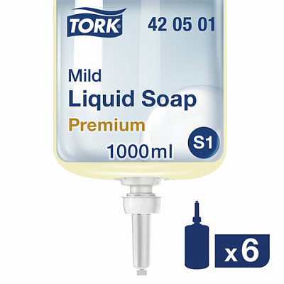 Картридж с жидким мылом одноразовый TORK (Система S1) Premium, 1 л, 420501, 600296