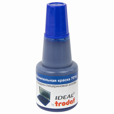 Краска штемпельная TRODAT IDEAL 7014 синяя 24 мл, на водно-глицериновой основе, 206916, 238942
