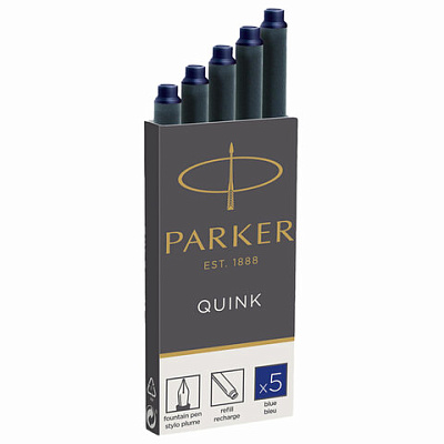 Картриджи чернильные PARKER "Cartridge Quink", КОМПЛЕКТ 5 штук, блистер, синие, 1950403, 144349