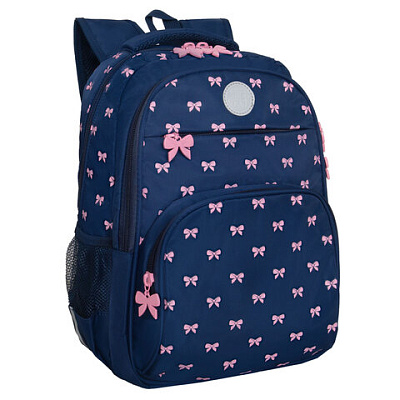 Рюкзак GRIZZLY школьный, анатом. спинка, 2 отделения, д/дев., PINK BOWS, 39х30х20 см, RG-568-2/3, 274203