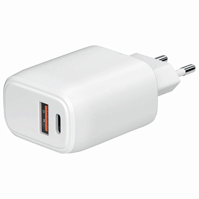 Зарядное устройство быстрое сетевое (220 В) USB QC3.0+Type-C PD 20 Вт, 3 А, RED LINE, УТ000036039, 513966