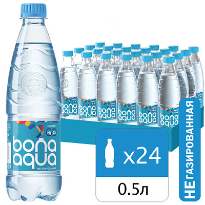 Вода негазированная питьевая BONA AQUA 0,5 л, 2418501, 622779