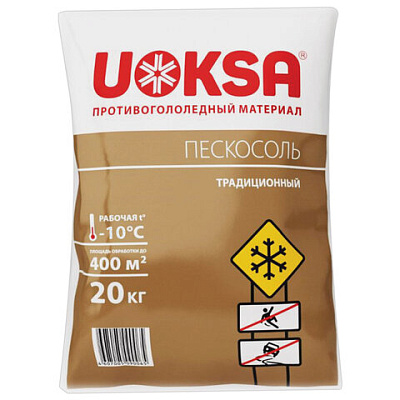 Реагент противогололёдный, песко-соляная смесь, 20 кг UOKSA "Пескосоль", мешок, 607417