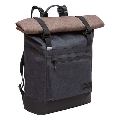 Рюкзак GRIZZLY, карман-антивор, с клапаном, трансформ. объем, ROLLTOP, 42х29х11 см, RQL-315-1/2, 274207