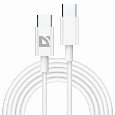 Кабель USB Type-C-Type-C, 60 Вт, белый, 2 м, DEFENDER F182, 87538, 514029