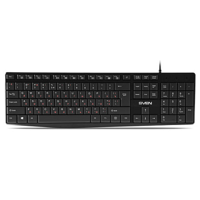 Клавиатура проводная SVEN KB-S305, USB, 105 кнопок, черная, SV-018801, 513837
