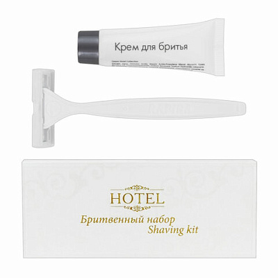 Бритвенный набор КОМПЛЕКТ 200 шт., HOTEL (крем для бритья + станок), картон, 2000121, 608847