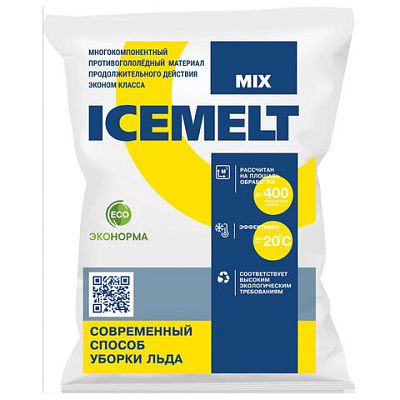 Реагент антигололедный 25 кг, ICEMELT "Mix", до -20С, хлористый натрий, мешок, 602042