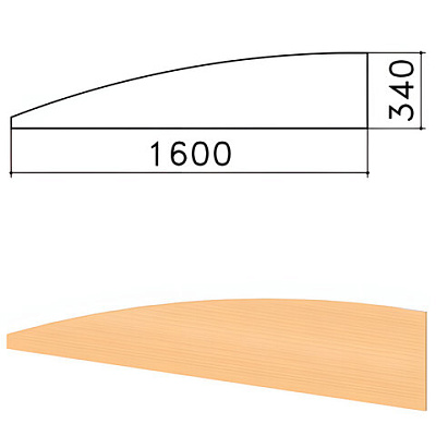 Экран-перегородка "Монолит", 1600х16х340 мм, БЕЗ ФУРНИТУРЫ (код 640237), бук бавария, ЭМ22.1, 640168